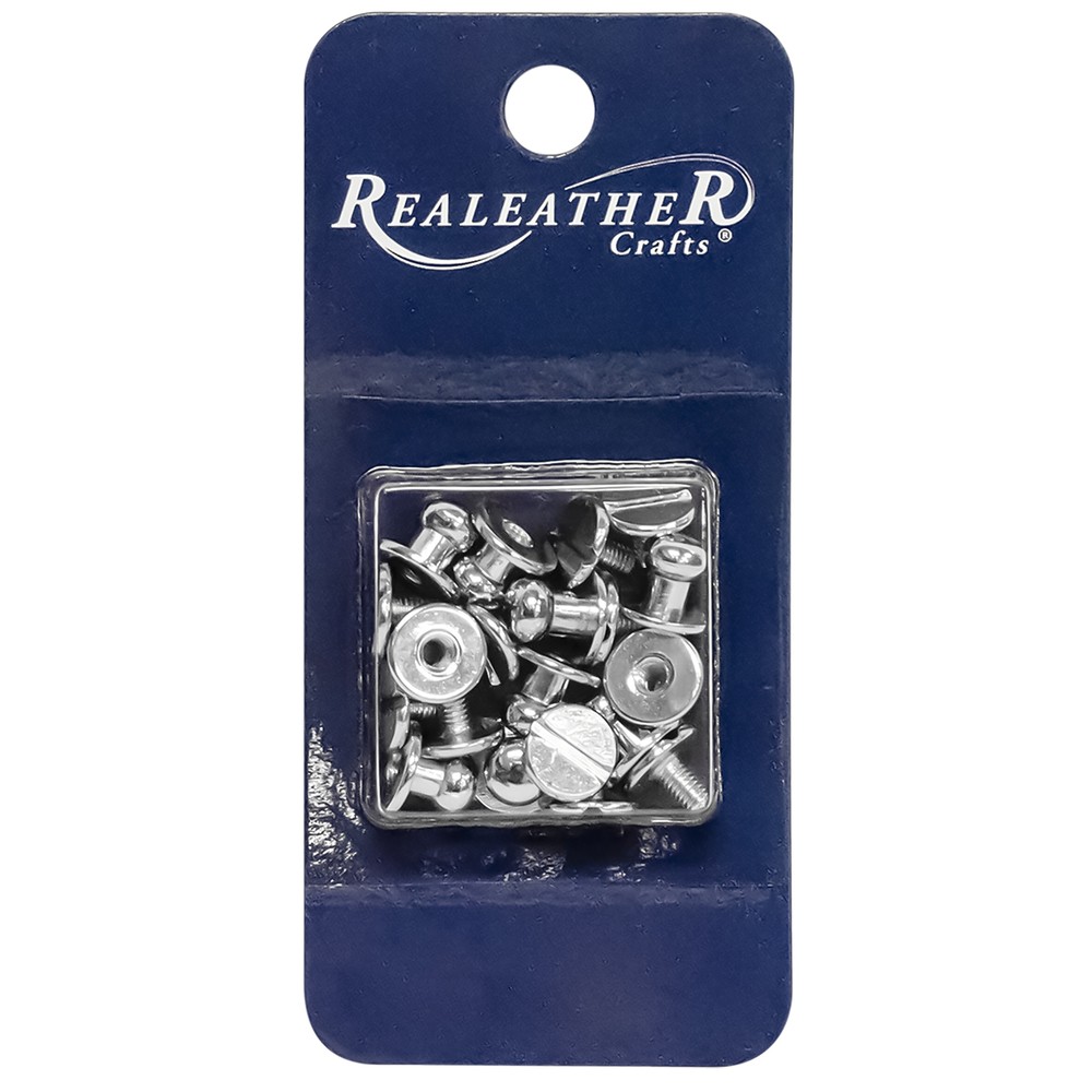 Realeather(R) Crafts Button Stud & Post 10/Pkg-Silver Plated
