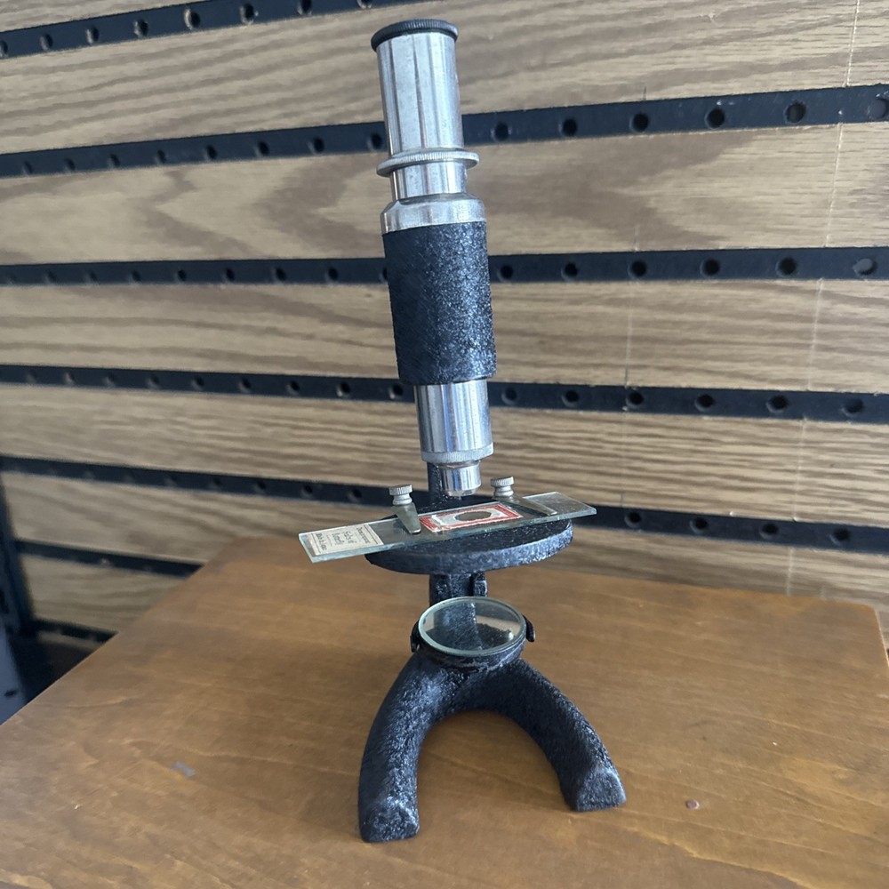 Vintage Microscope Set With Box And Slides