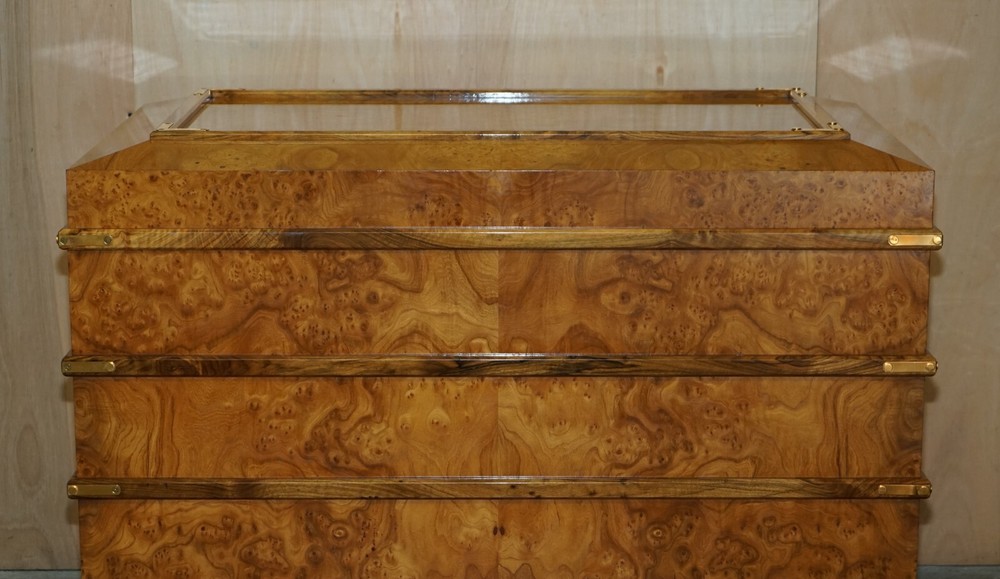 EXTRA LARGE BURR WALNUT SOLID CHEST TRUNK WITH HIDDEN BOTTOM STORAGE MUST SEE