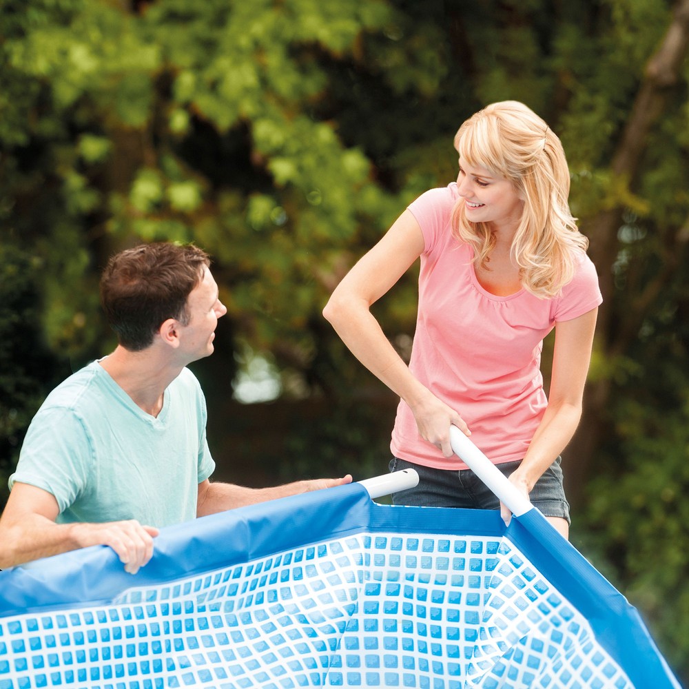 Intex 9.8ft x 6.5ft x 29.5in Rectangular Frame Above Ground Pool Blue (Open Box)