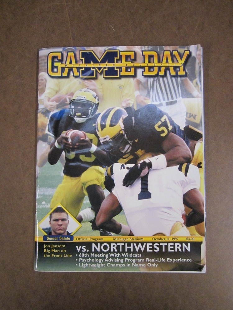 Michigan vs Northwestern Game Day Program - Lloyd Carr - 1997