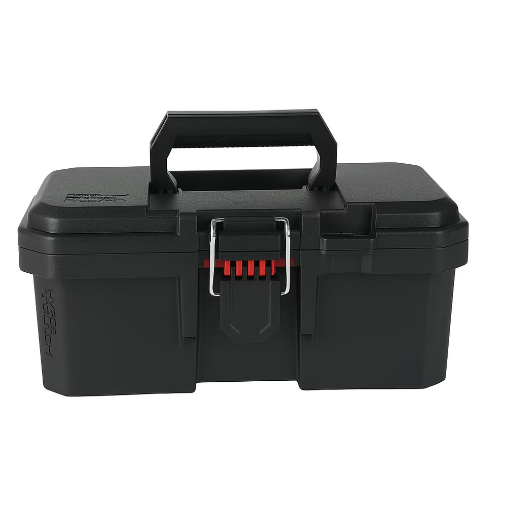 13-inch tool box, padlock compatible, with foldable handle