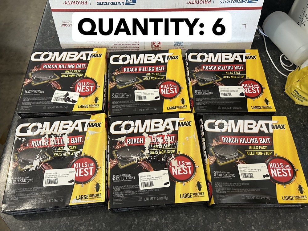6-pack lot (26 total Stations) Combat Max Roach Killing Bait Small & large
