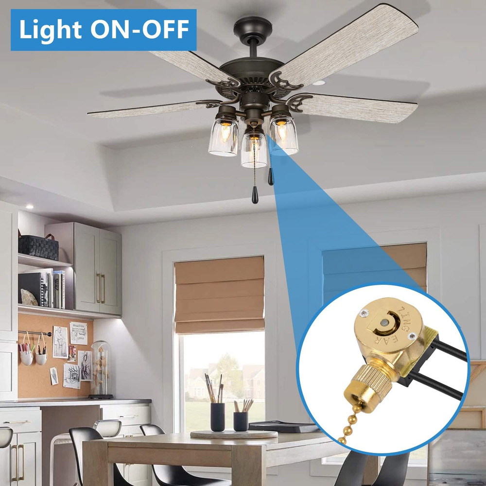 Ceiling Fan Switch Zing Ear ZE-109M Pull Chain Switch On/Off Light Switch Compat