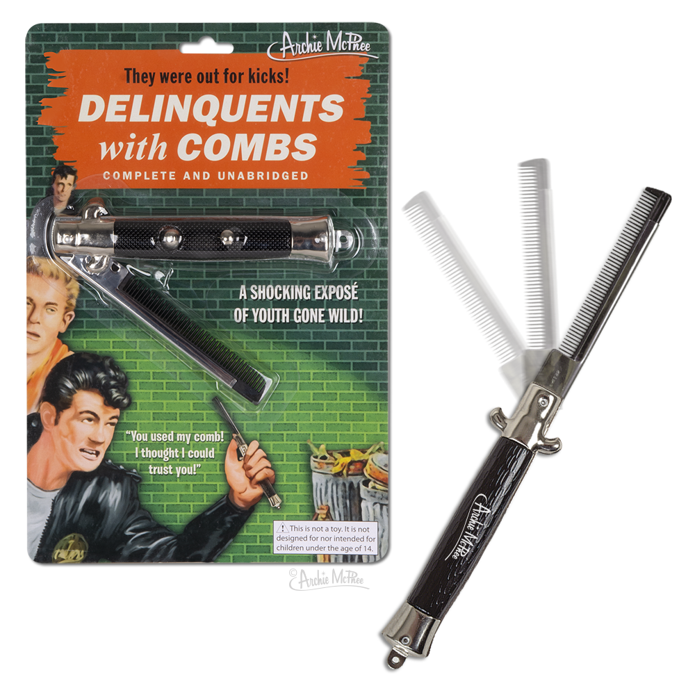 Switchblade Comb - 50's greaser folding comb costume prop - Archie McPhee