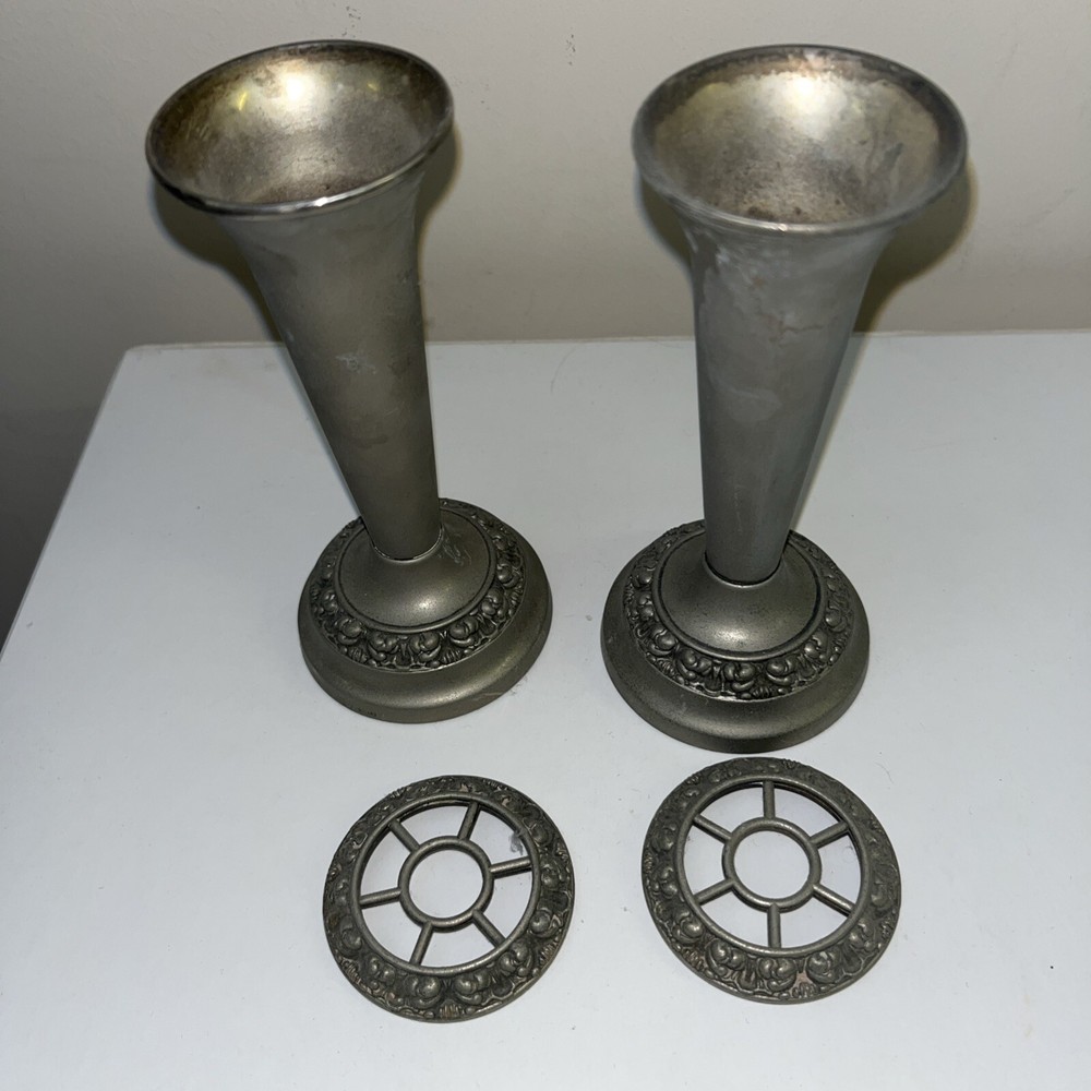 Antique Silver Plated Rose Holders
