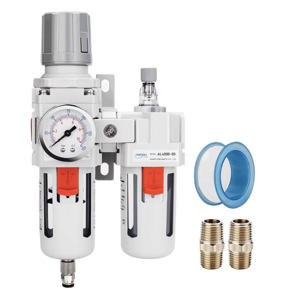 3/4" Compressed Air Moisture Filter Regulator Oiler Separator Lubricator Combo