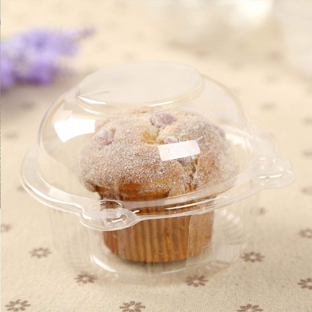Cupcake Holders Individual Containers Disposable Clear Plastic Single Muffin