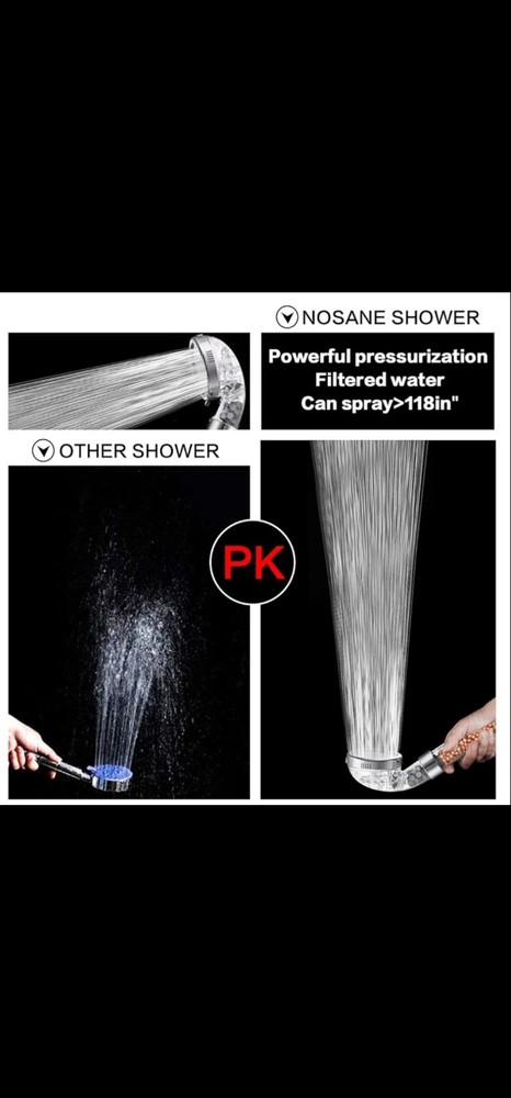 NOSAME Shower Head, Filter Filtration High Pressure Water Saving 3 Mode Function