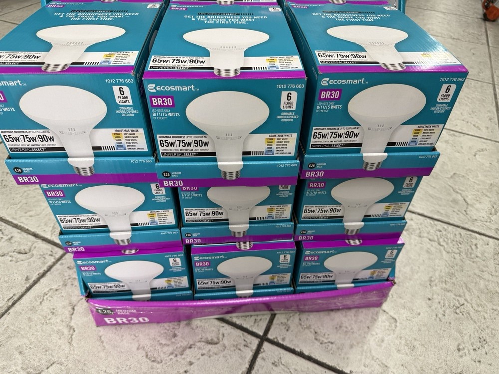 Universal Select - 65/75/90-Watt -ecosmart BR30 - Flood Lights Dimmable- 6 Bulbs