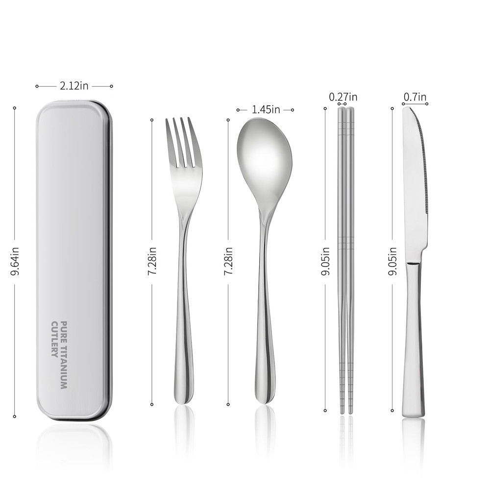 titanium tableware set, travel tableware with box, including titanium fork, k...