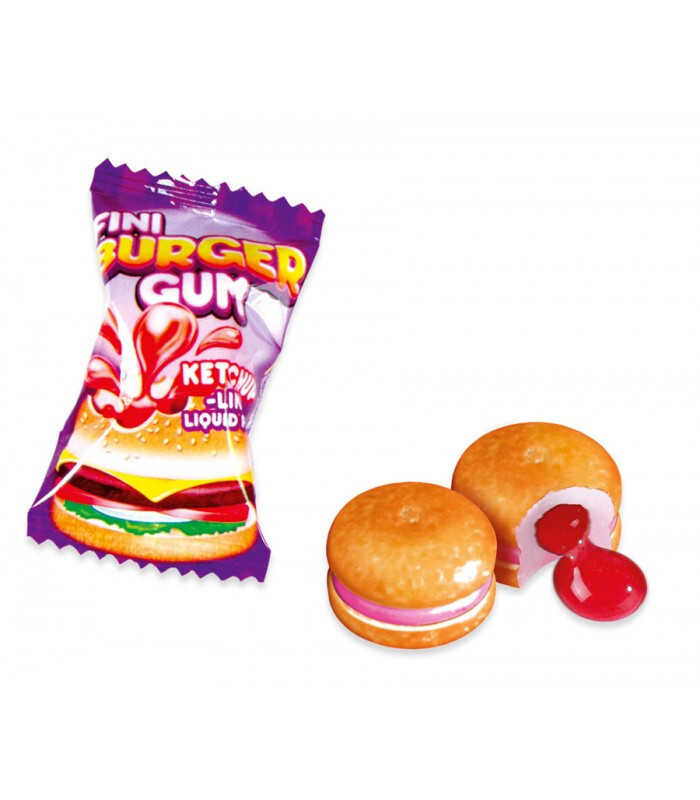 Fini Burger Bubble Gum - 24-Pack - Ketchup Flavored - Liquid Filled