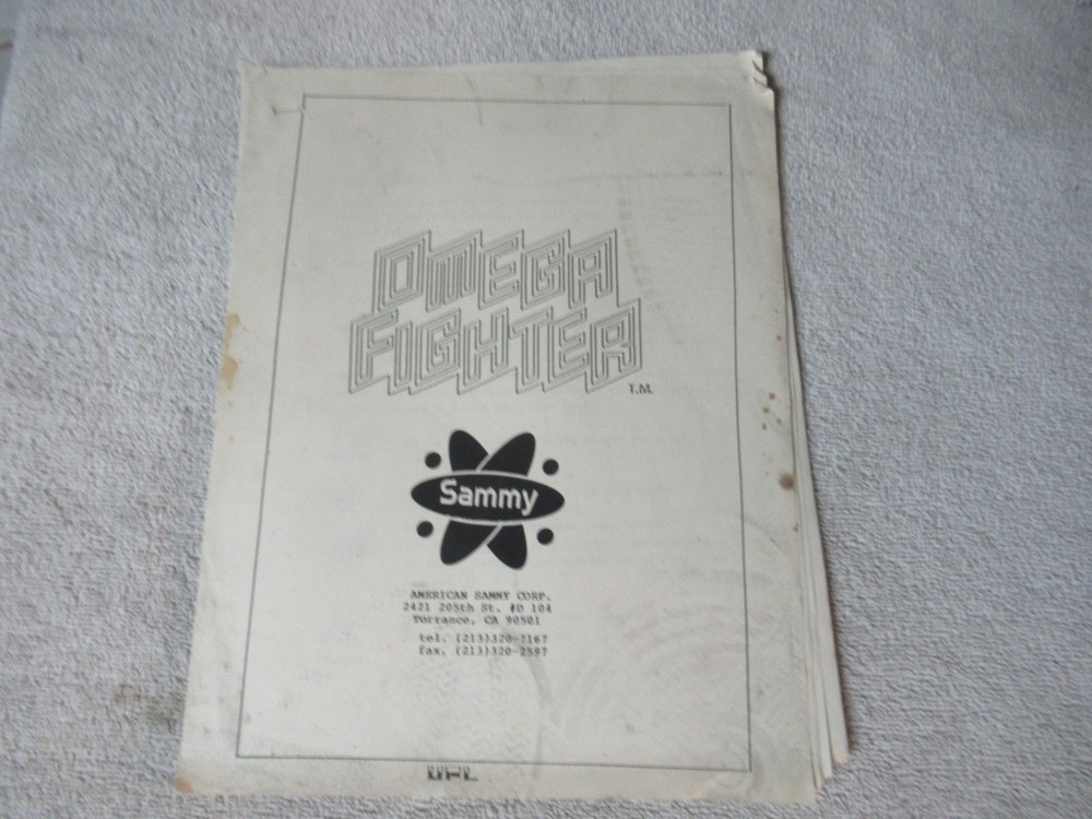 OMEGA FIGHTER  SAMMY   arcade game manual