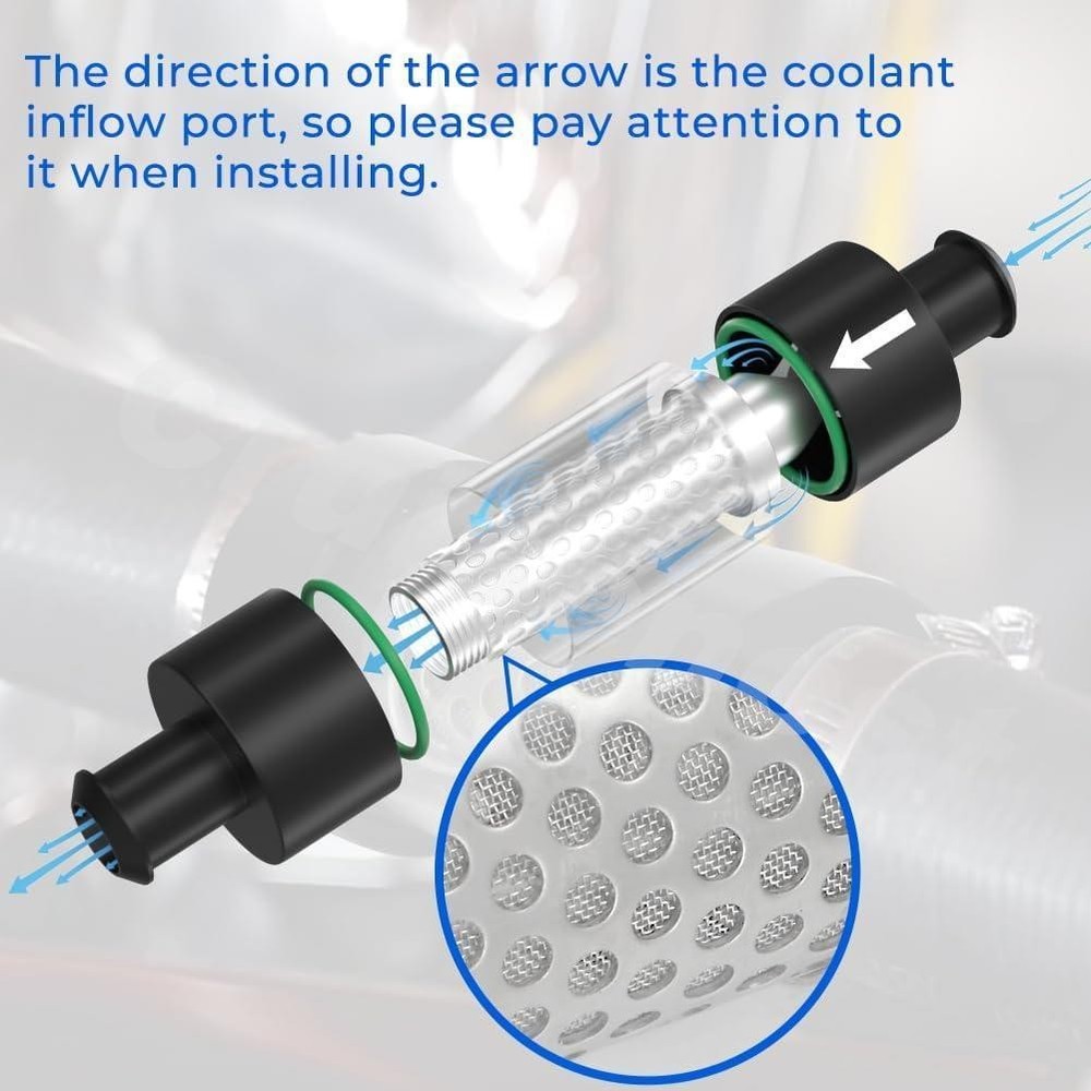 For 5/8" Hose Inline Heater Core Coolant Filter Inspection System Rebuild Kit