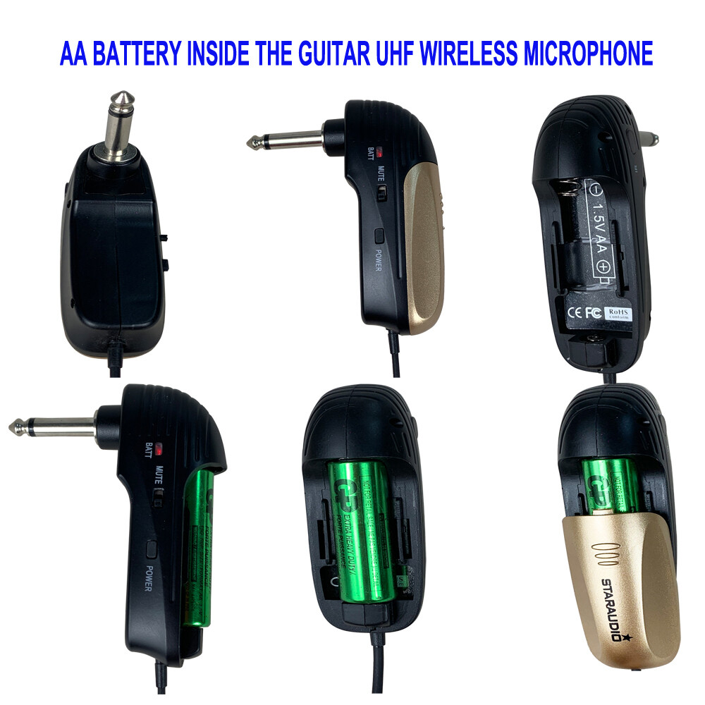 Wireless UHF Microphone System Stage Guitar Straight Angled plug Show Microphone