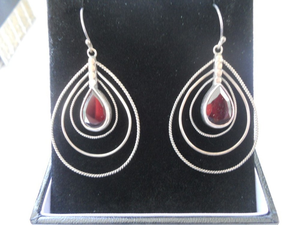 Handmade Sterling Silver Garnet Earrings