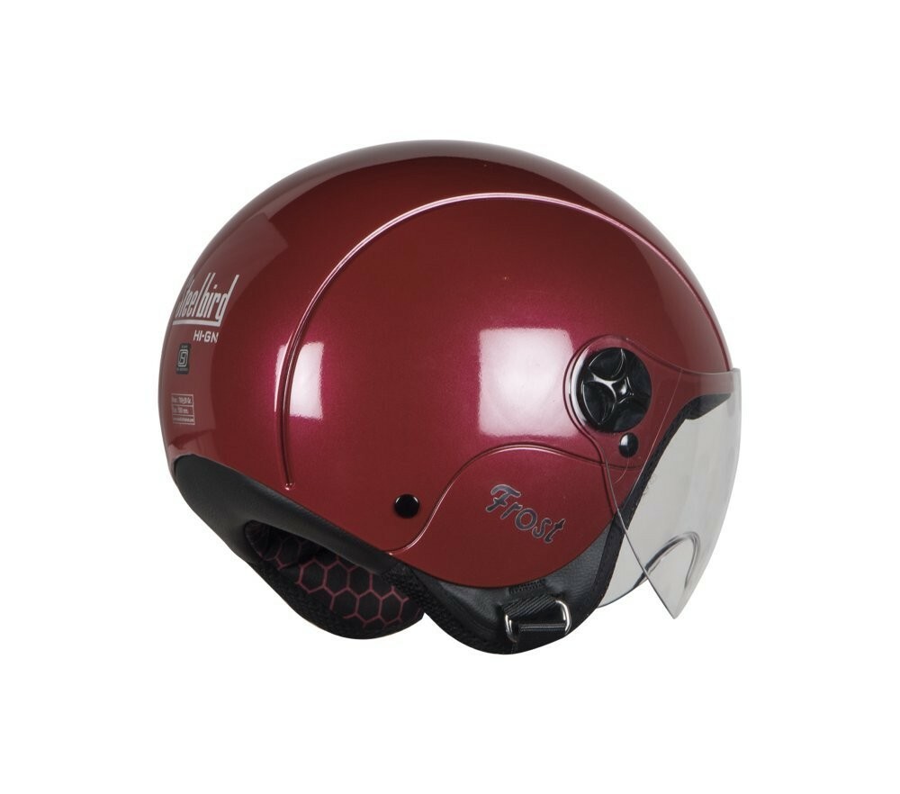 SBH-16 Pulse Glossy Maroon Open Face Plain Visor Helmet For S Size 540MM @US