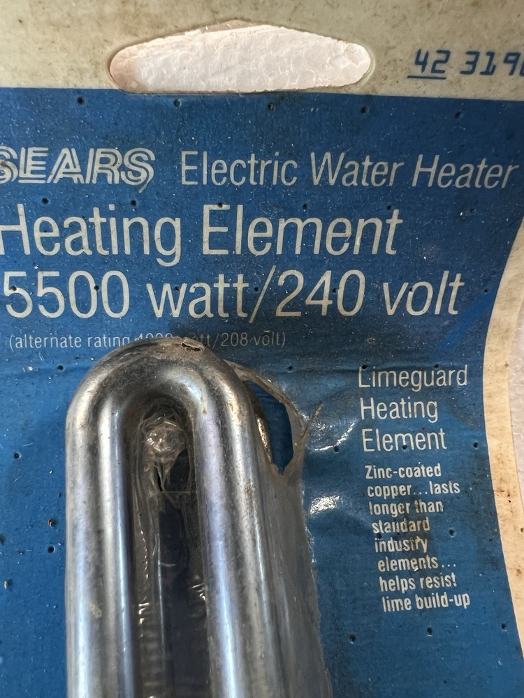 Sears Electric Water Heater Element Kit Part No. 4231905