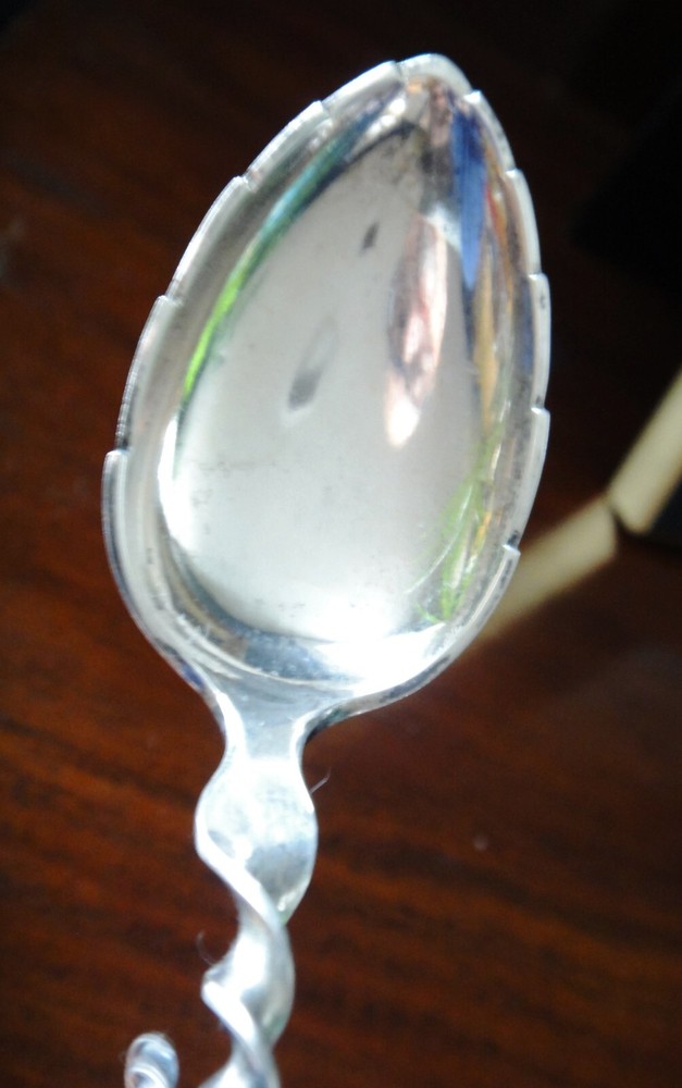Norwegian Signed J.P Tea Caddy Twist Loop Handle Spoon 830 Silver Fine Condition