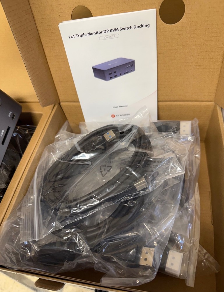 AV Access KVM Switch 3 Monitors 2 Computers 8K@60Hz iDock D23
