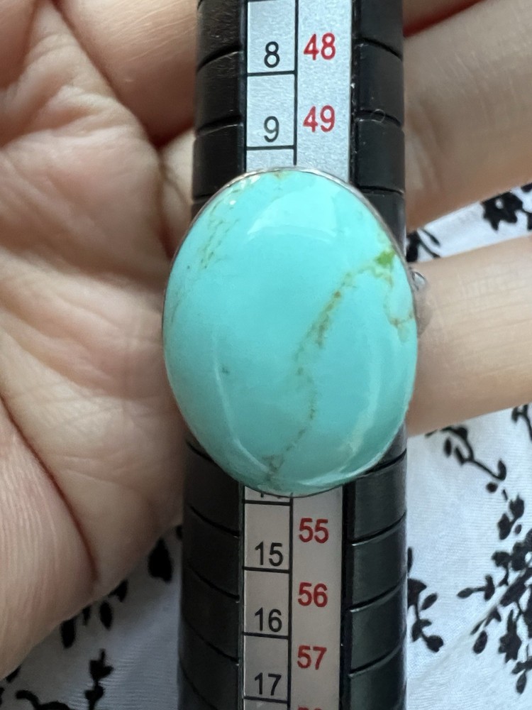 VTG Signed 925 Mexico Sterling Silver Turquoise Statement Ring Size 6
