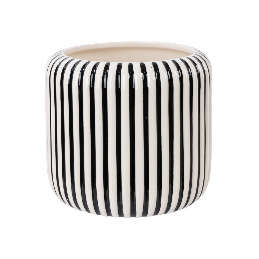 8" Black Stripe Ceramic Planter by Drew Barrymore