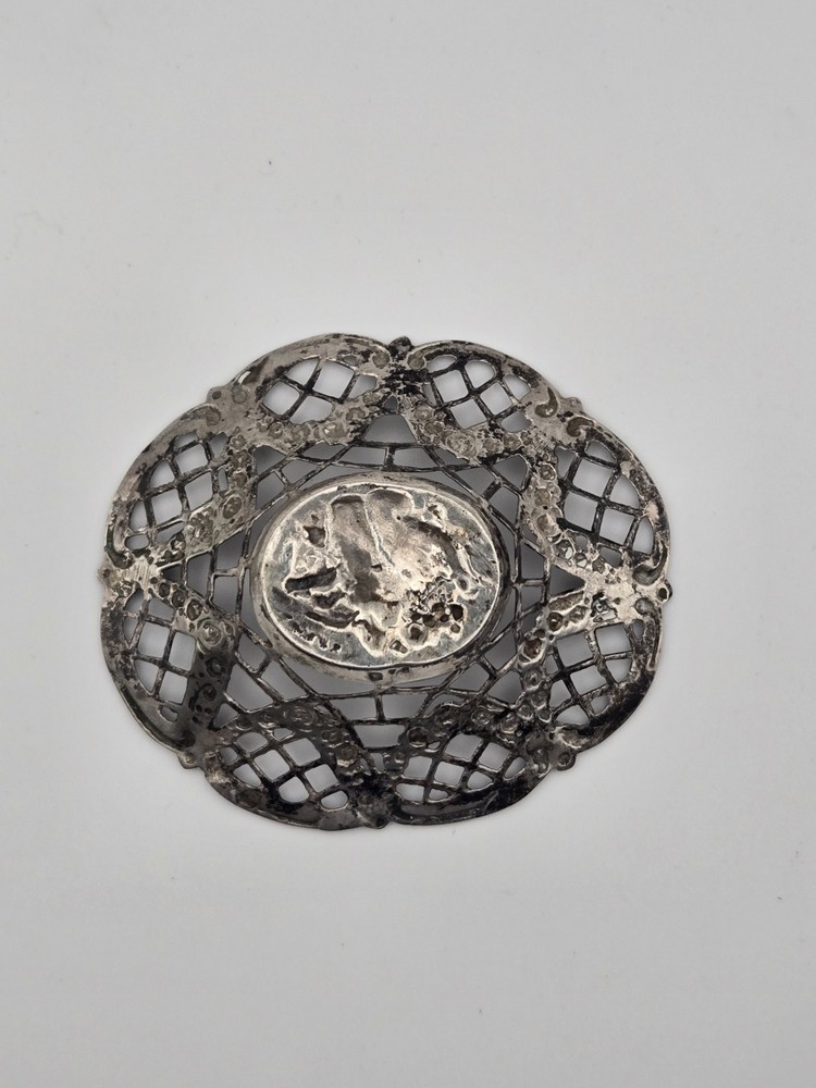 Germany 800 Silver Repousse Openwork Reticulated Oval Basket~ Cherubs