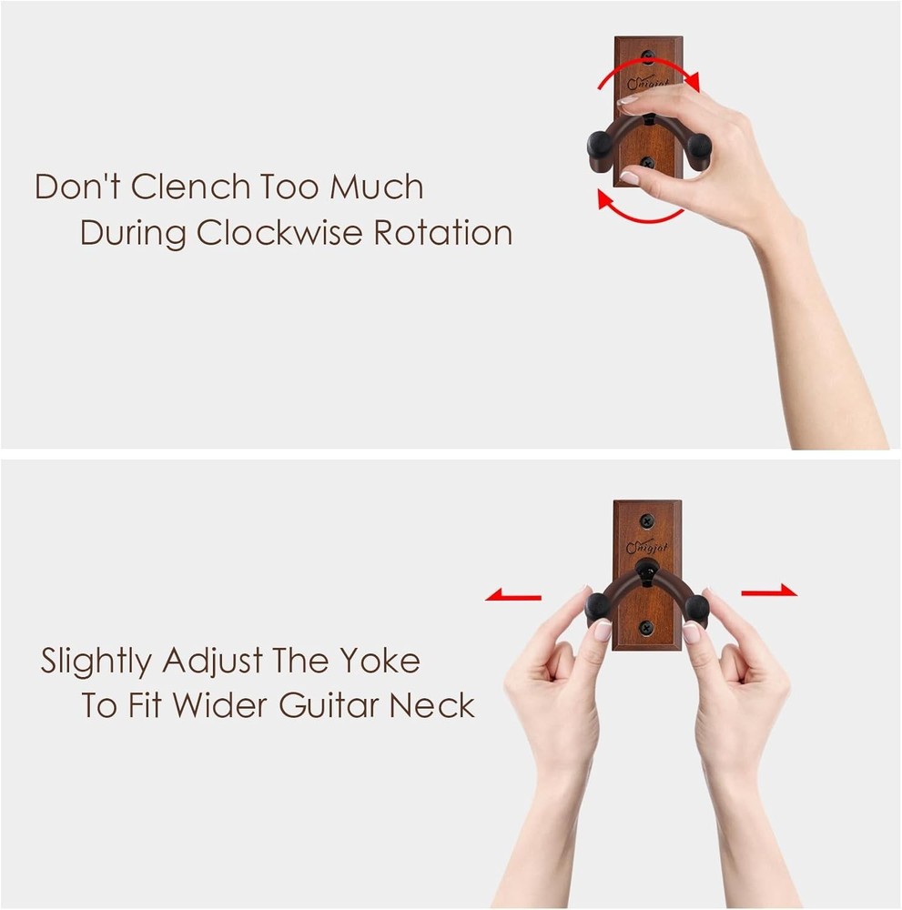 Handmade Solid Wood Guitar Wall Mount - Adjustable V-Shaped Hanger for Instru...