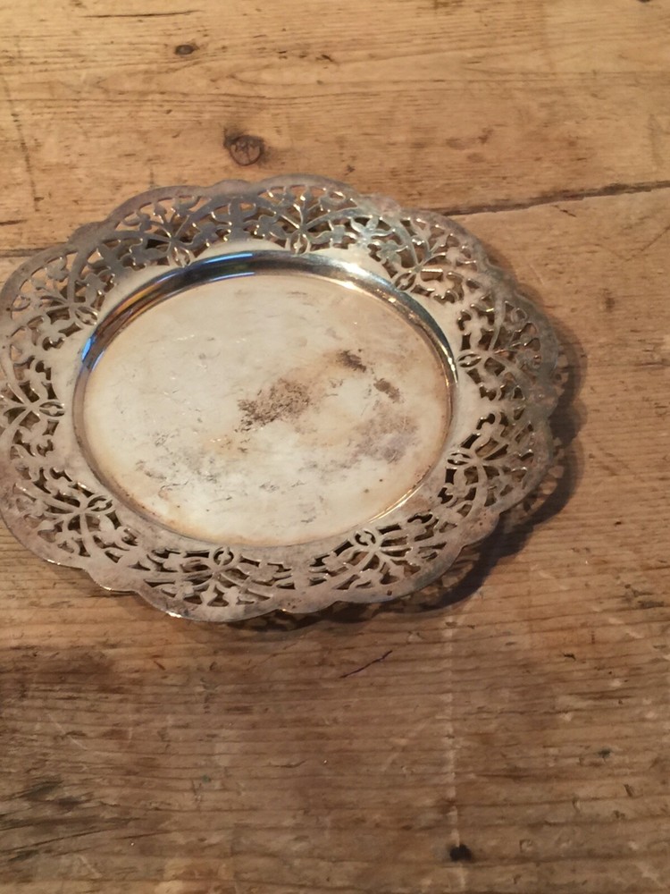 SIlver plate Bottle  Stand / Coaster - needs a polish