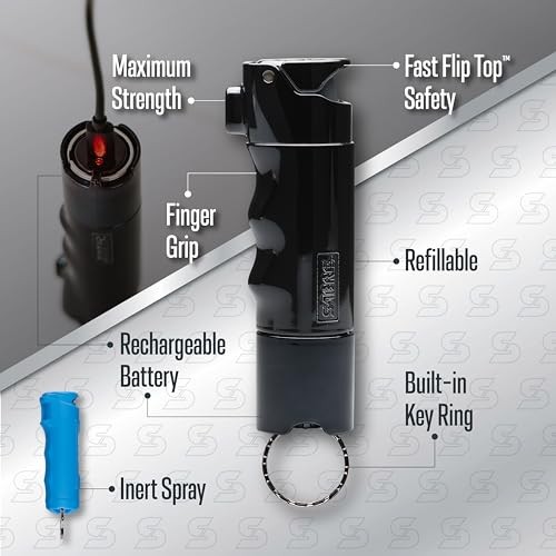 Smart Bluetooth Pepper Spray for Self Defense w/Live GPS Tracking, Text Black
