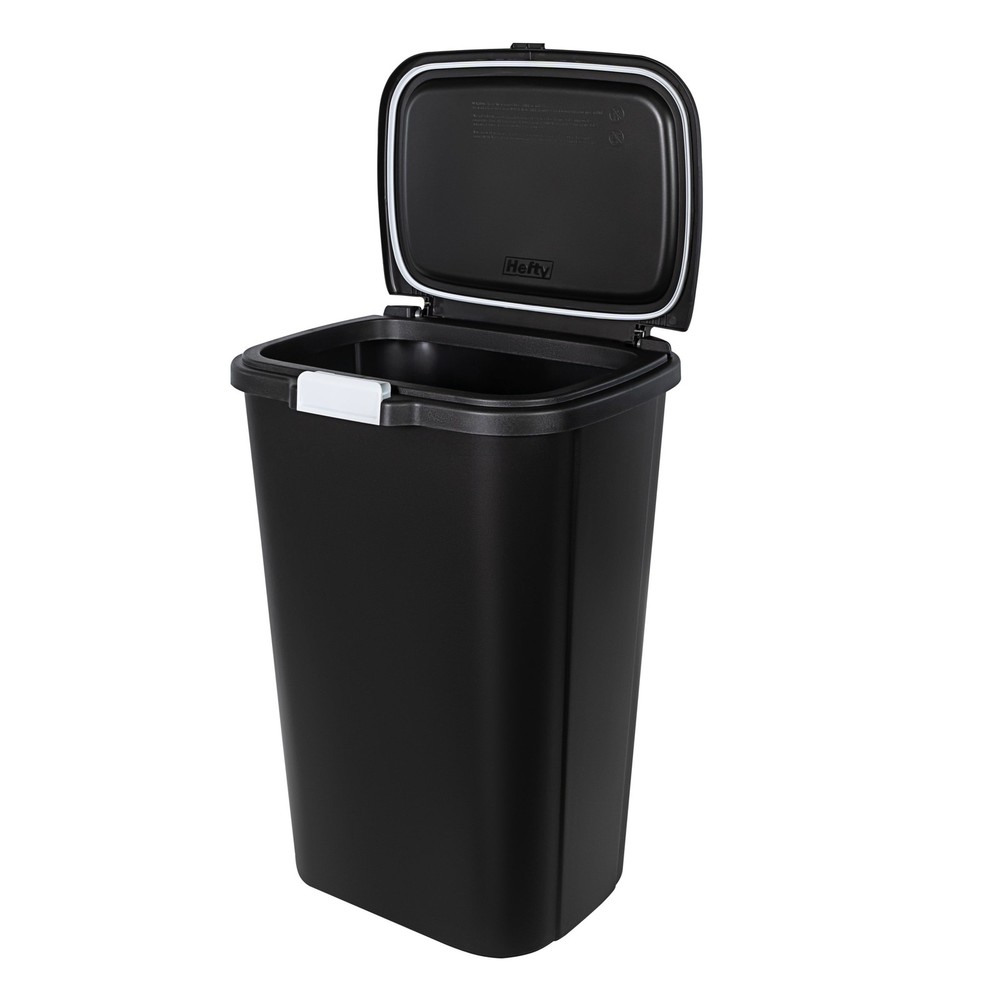 Hefty Kitchen Trash Can, 13 Gallon Plastic Odor Block Touch Top Garbage Bin