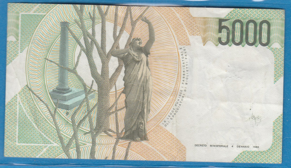 1985 Italy 5000 Lire Note