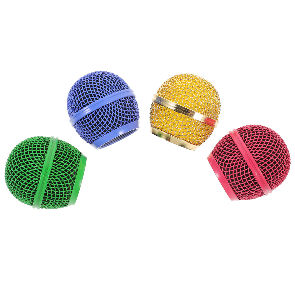 4 Pcs Microphone Mesh Grill Head Replace Microphones Grille Colored Accessories