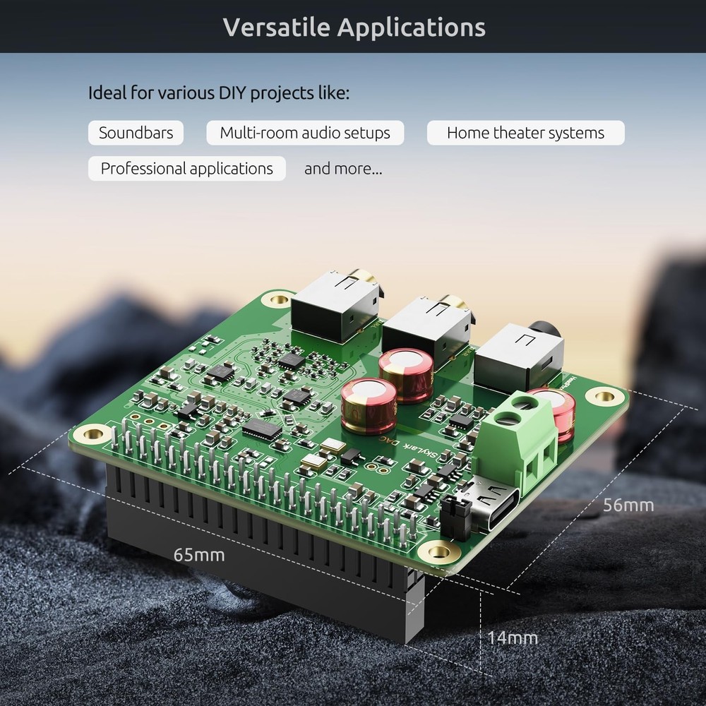 HiFi DAC Pro Hat with ES9038Q2M Chip for Raspberry Pi 5/4/3B+/3B/Zero - High-...