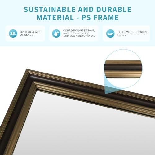 Effect Framed Wall Mirror, 36x36 Rectangle Mirror, 36"L x 36"W Retro Copper
