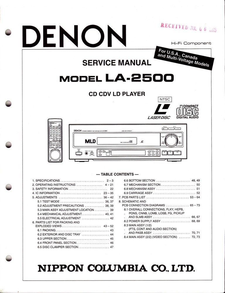 Original Denon LA-2500 Service Manual