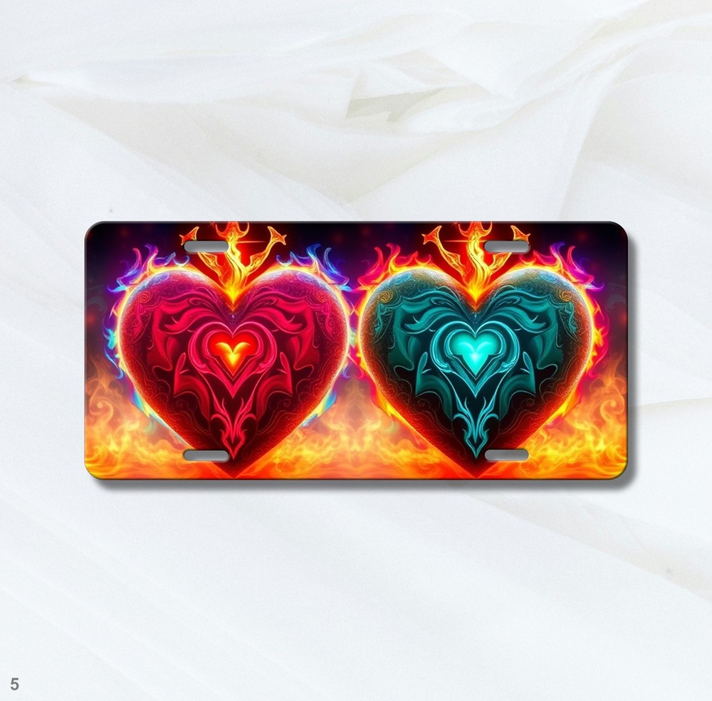 Modern Hearts License Plate Your Text Auto Tag Gift Idea