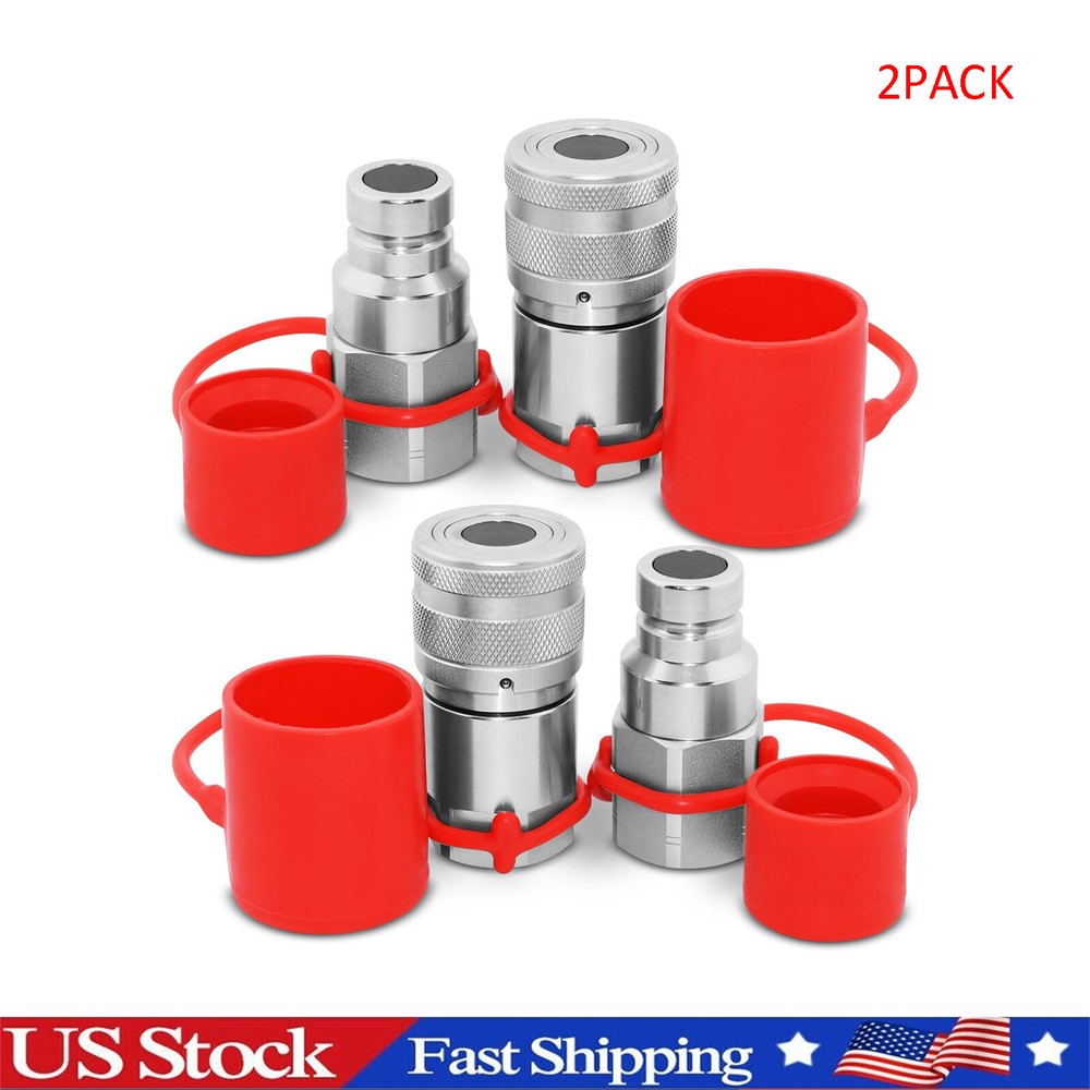 3/4" NPT Flat Face Hydraulic Quick Connect Coupler Skid Steer Bobcat 2 Sets