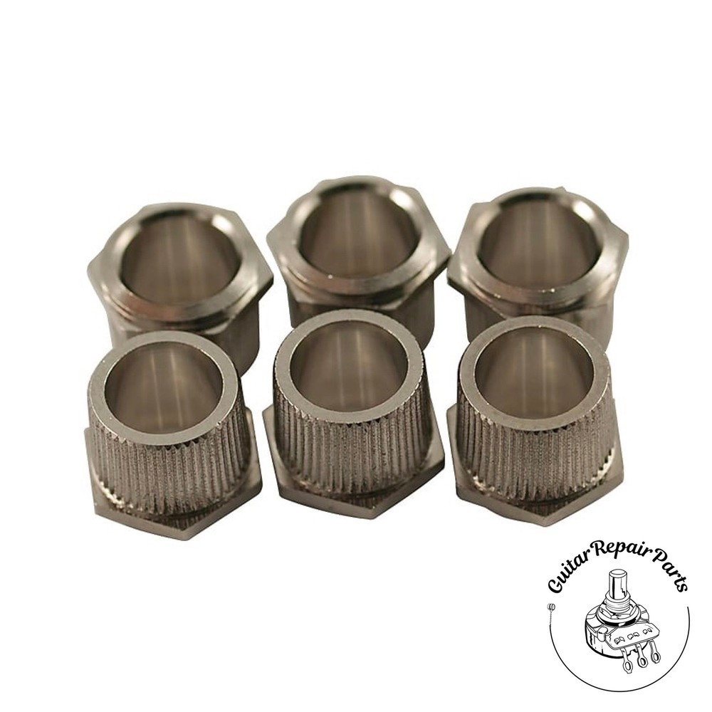 Kluson Hex Head Press-In Tuning Machine Bushings, 1/4" Post (6 pcs) - Nickel