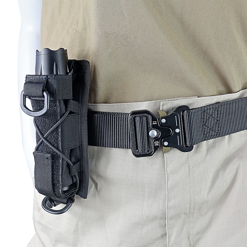 Tactical Open-top Molle Flashlight Holder for Belt 360 Degrees Rotatable Holder