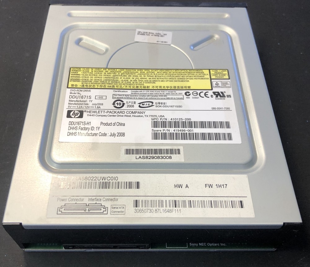 HP DVD/CD ROM DRIVE DDDU1671S-H1 SATA