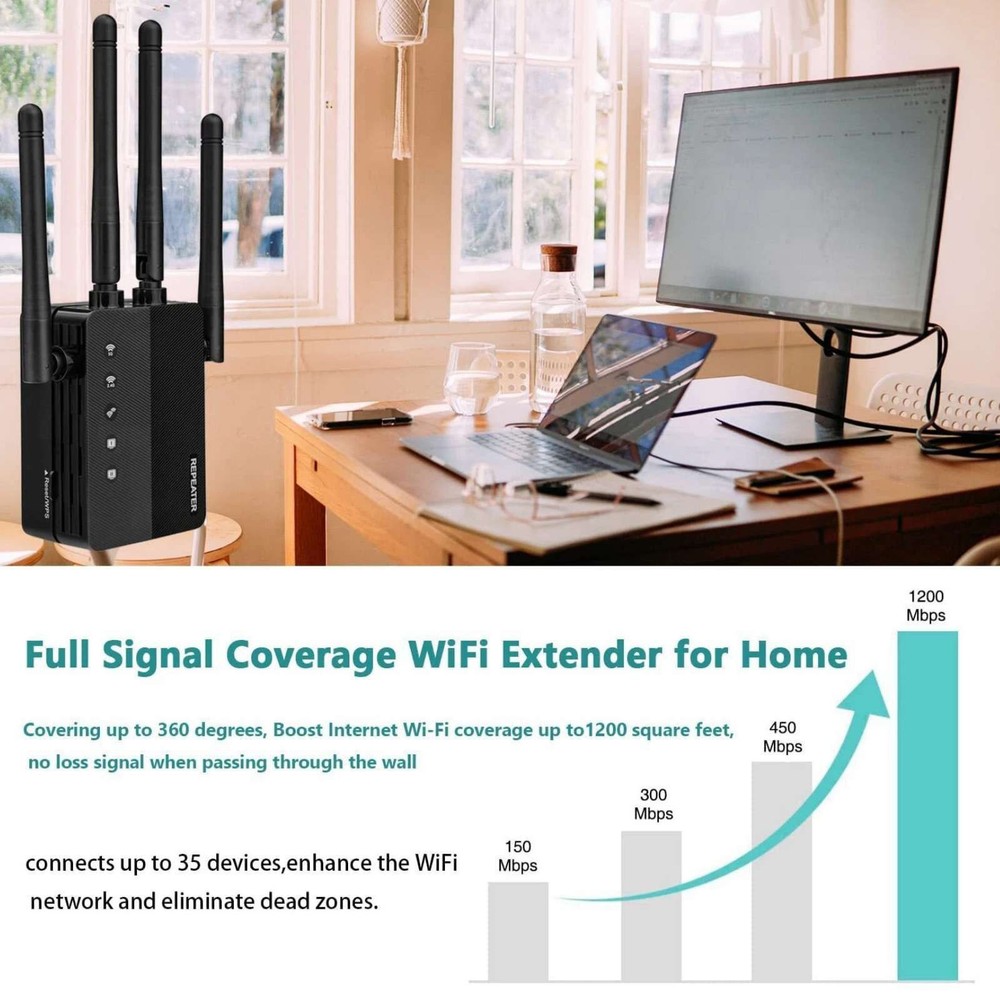 1 x WiFi Extender Signal Coverage Booster Compatible For Linux Easy To Setup
