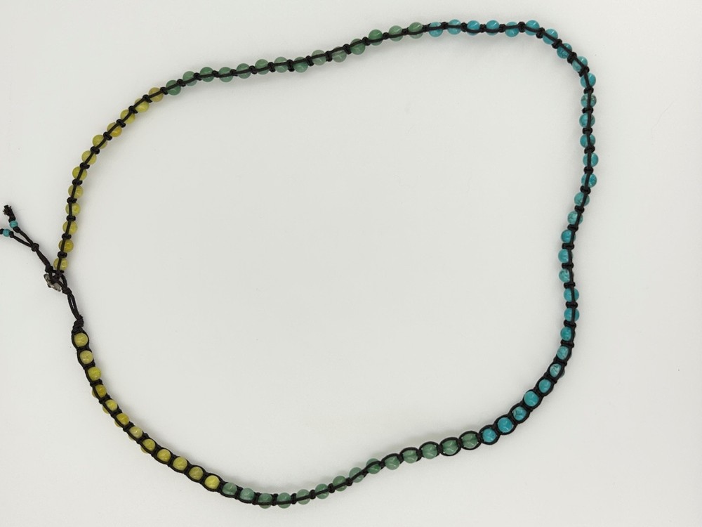 Handcrafted Multi-Strand Beaded Wrap Bracelet Turquoise Yellow Green