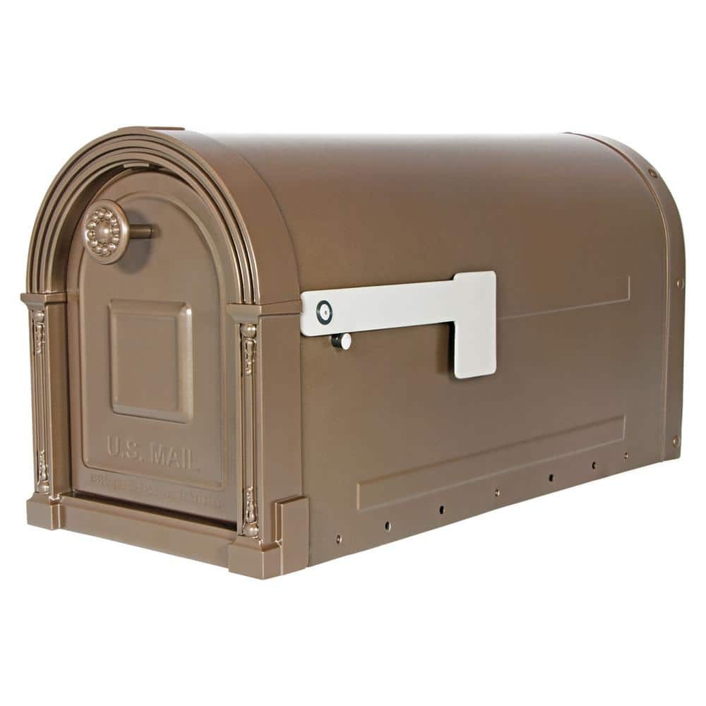 Architectural Mailboxes Garrison Venetian Bronze,Large, Steel,Post Mount Mailbox