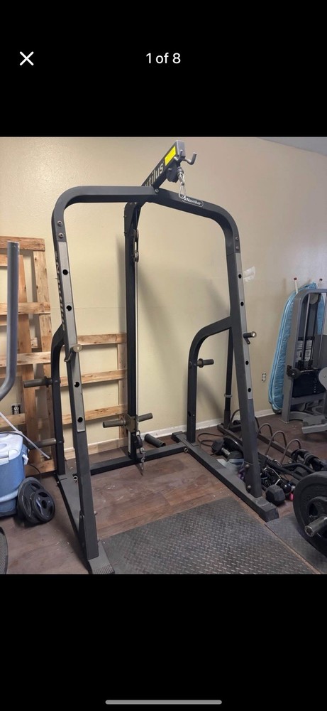 Nautilus Adjustable Squat Machine Power Rack w/ Pull-up Bar & Handle Attachment