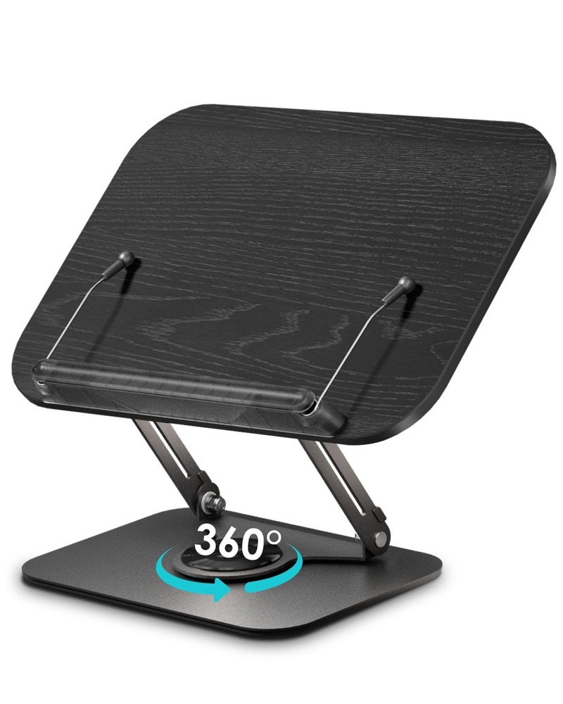 Book Stand for Reading,Book Holder, Height&Angle Adjustable, 360° Rotating Ba...