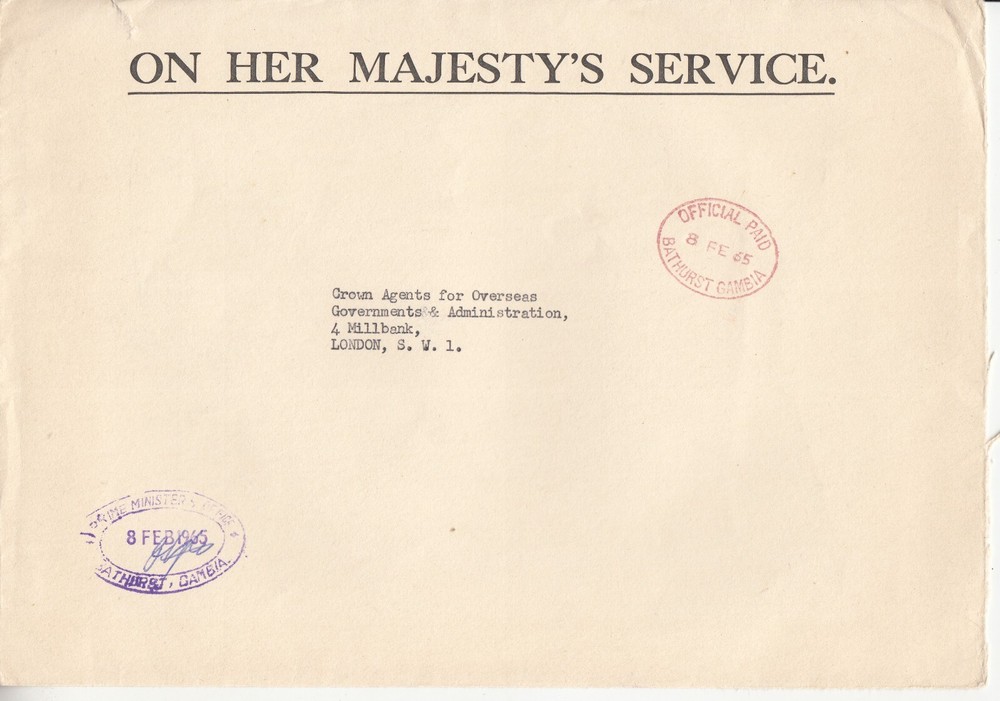 Gambia: 3 OHMS Registered Covers, PM, Printers, Educational, 1965