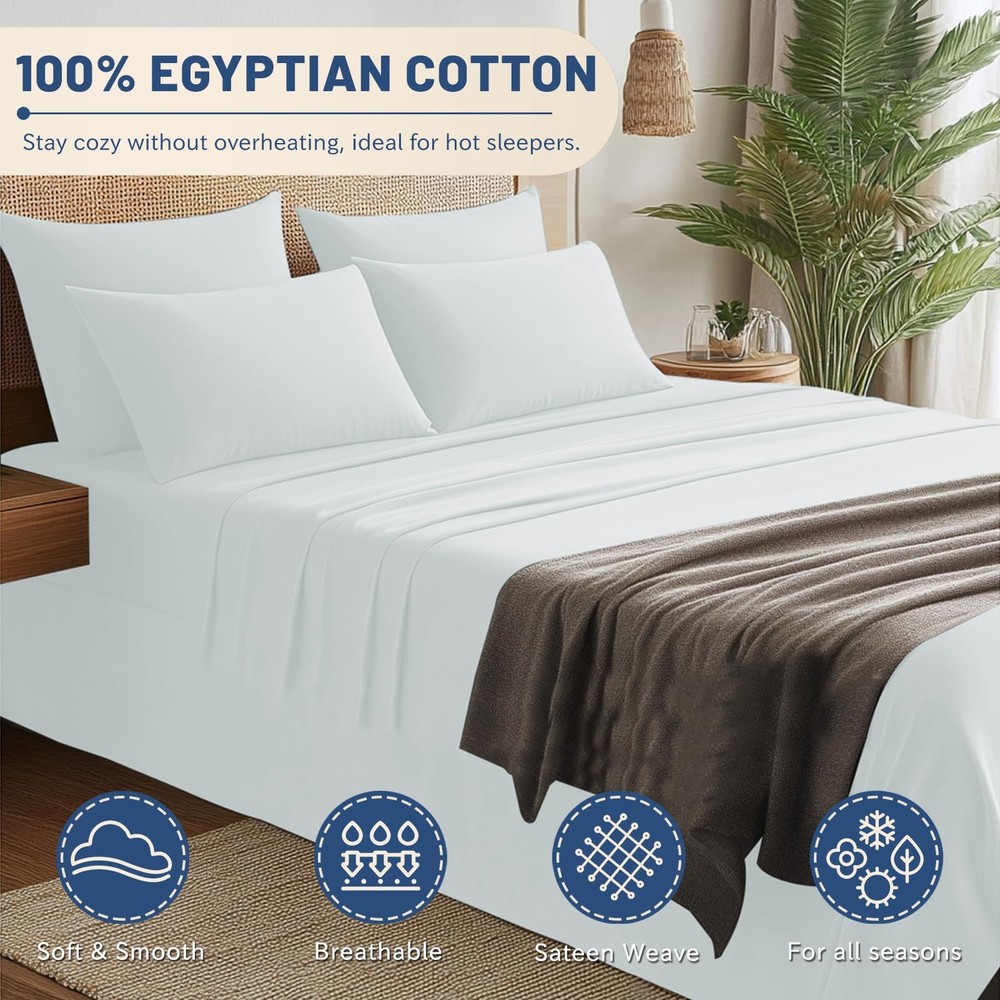 Extra Deep Pocket King Sheets - 600 Thread Count Sheets - Fits 18"-24" in Dee...
