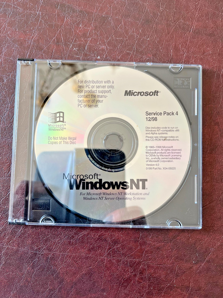 Microsoft Windows NT Service Pack 4 For Workstation PC CD-ROM