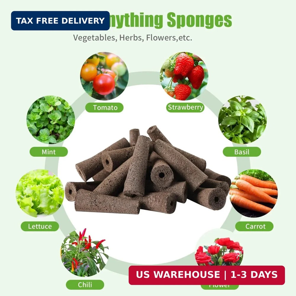 Grow Sponges 50 Pack, Hydroponics Replacement Root Growth Sponges Compatible wit